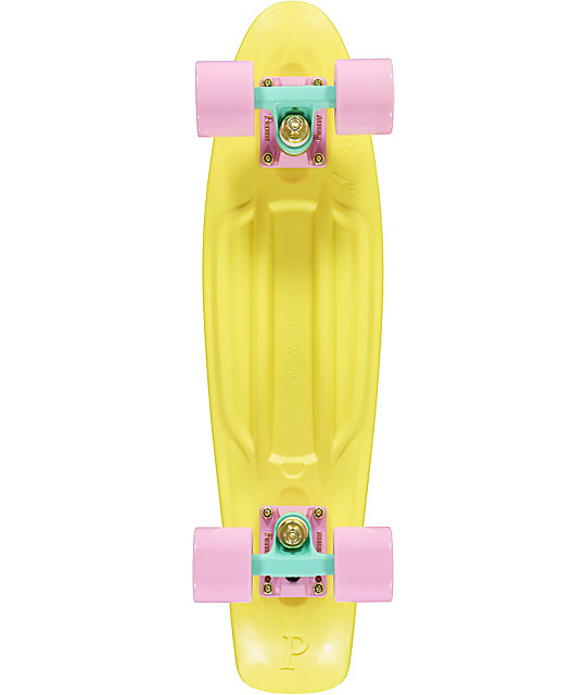 Penny Original Pastel Lemon Yellow 22" Cruiser Complete Skateboard at